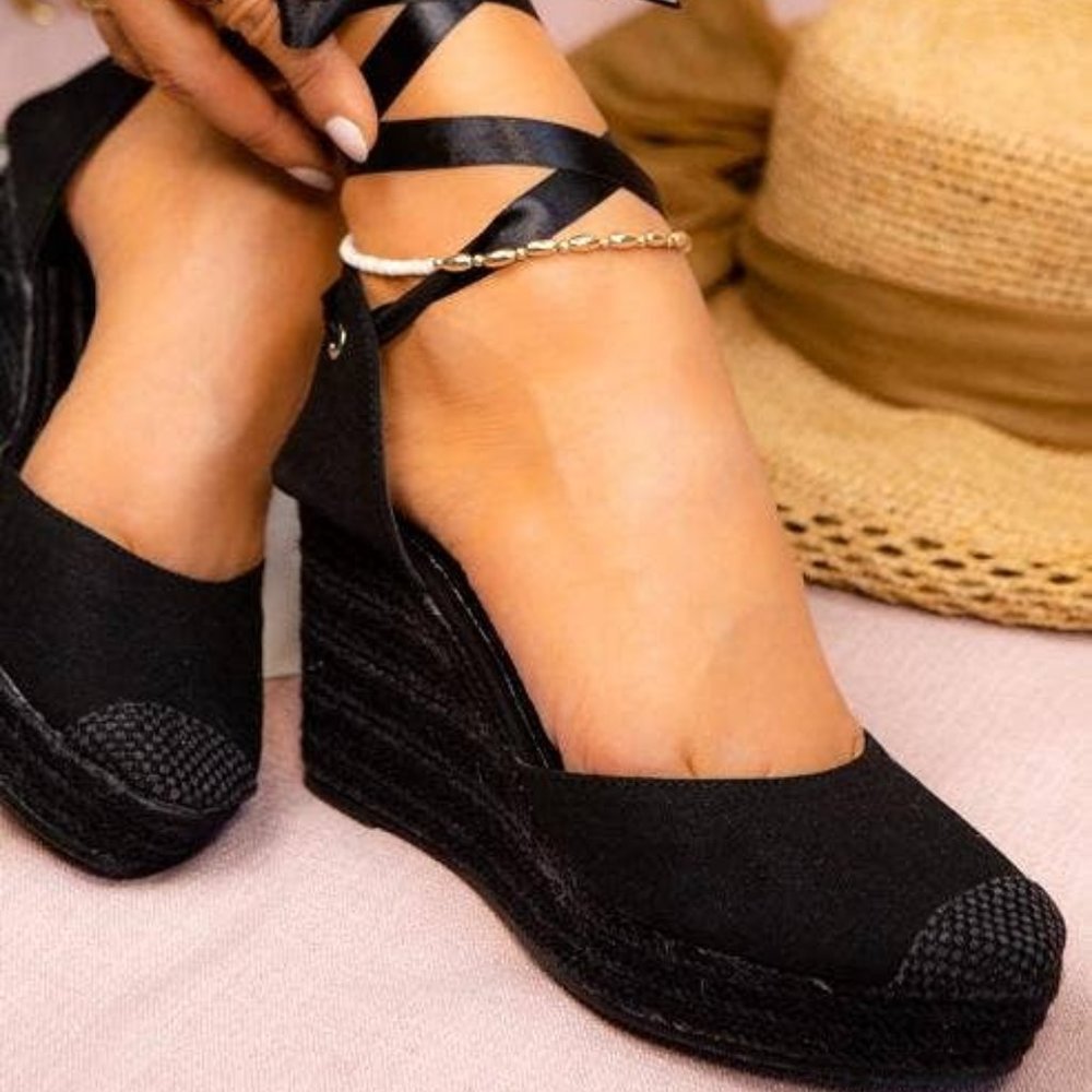Espadrille Wedge Silk Lace Up's